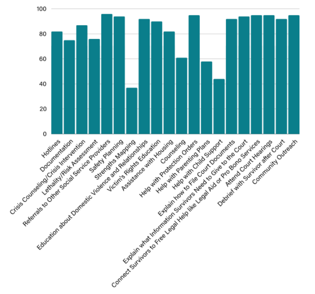 Chart of organizations providing services to survivors.